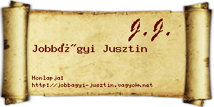 Jobbágyi Jusztin névjegykártya